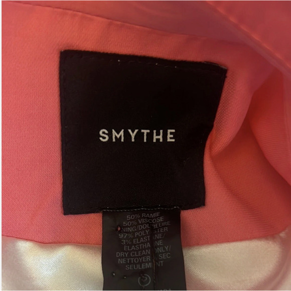 Smythe 4 Classic Boy Blazer Fitted $695 Jacket 2 Button Peak Lapels Coral Pink - Picture 5 of 10